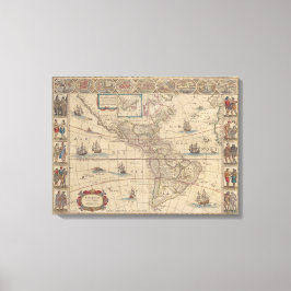 アメリカの歴史地図（北・南アメリカ） キャンバスプリント