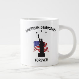アメリカの民主主義が永遠に旗を掲げる ジャンボコーヒーマグカップ