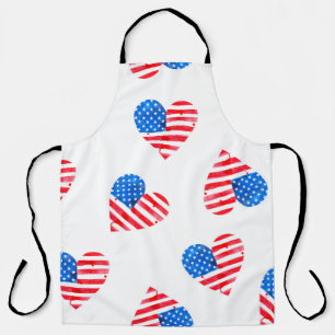 アメリカの水彩旗(ハート) エプロン