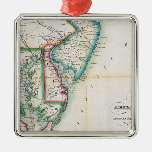 アメリカの海岸の地図 メタルオーナメント (正面)