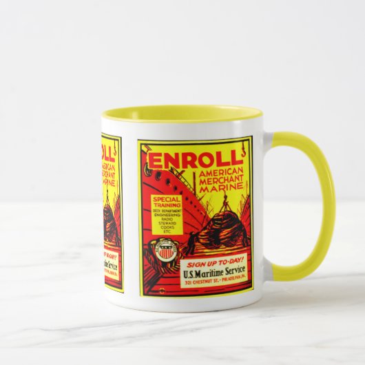 アメリカの海運力-今日登録して下さい! マグカップ (右)