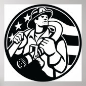 アメリカの消防はっきりした士の英雄と白 ポスター (正面)