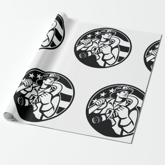 アメリカの消防はっきりした士の英雄と白 ラッピングペーパー (アンロールド)