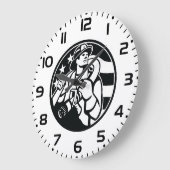 アメリカの消防はっきりした士の英雄と白 ラージ壁時計 (傾斜)