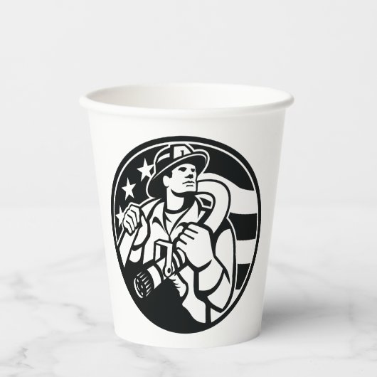 アメリカの消防はっきりした士の英雄と白 紙コップ (正面)