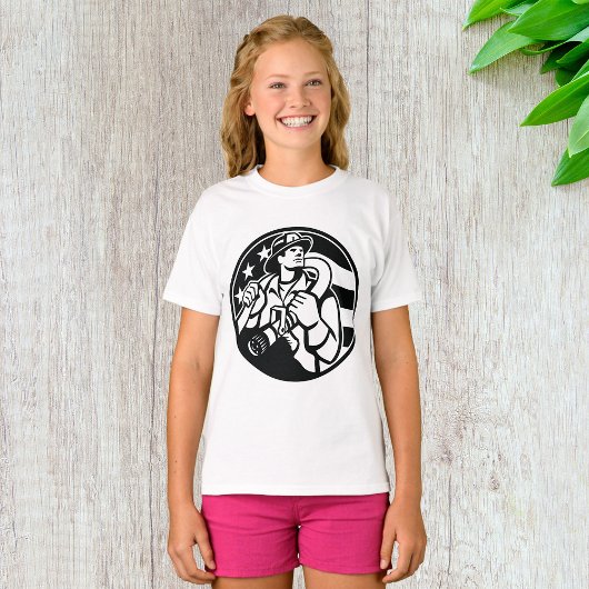 アメリカの消防はっきりした士の英雄と白 Tシャツ