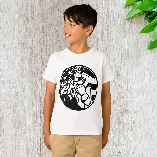 アメリカの消防はっきりした士の英雄と白 Tシャツ