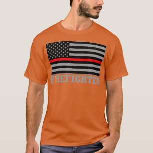 アメリカの消防士のファイヤーファイター薄い赤いラインFi Tシャツ