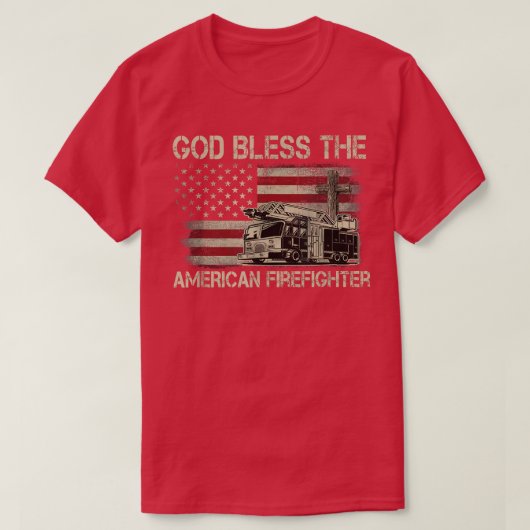アメリカの消防士を祝福する Tシャツ (デザイン正面)