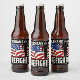 アメリカの消防士レスキューUSA旗 国民的 ビールラベル