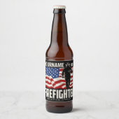 アメリカの消防士レスキューUSA旗 国民的 ビールラベル (正面)