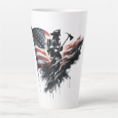 アメリカの消防士。州の統一された国旗。 カフェラテマグ (正面)