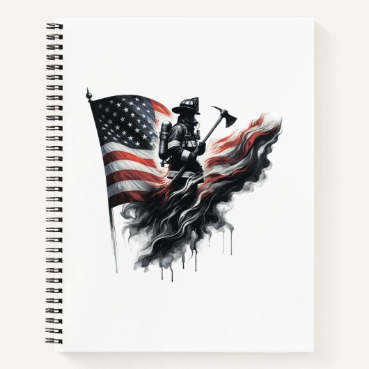 アメリカの消防士。州の統一された国旗。 ノートブック (正面)