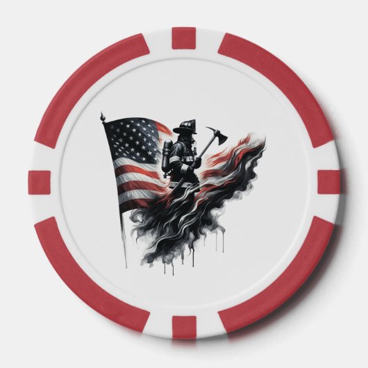 アメリカの消防士。州の統一された国旗。 ポーカーチップ (正面)