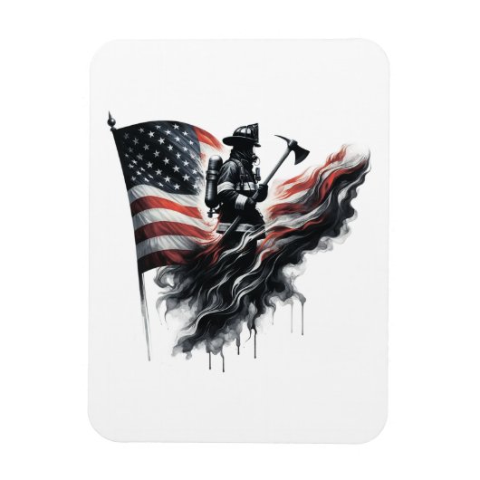 アメリカの消防士。州の統一された国旗。 マグネット (縦)