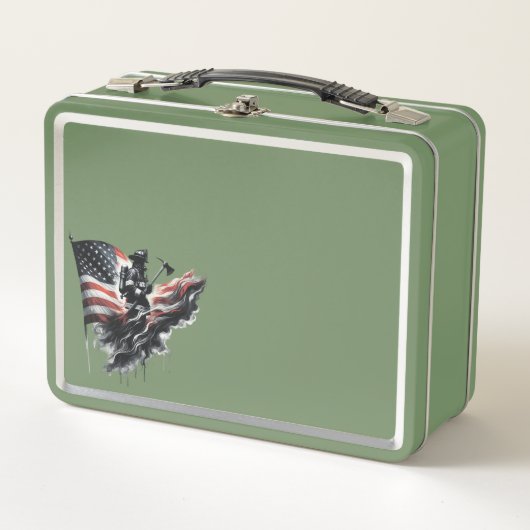アメリカの消防士。州の統一された国旗。 メタルランチボックス (正面)