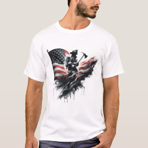 アメリカの消防士。州の統一された国旗。 Tシャツ