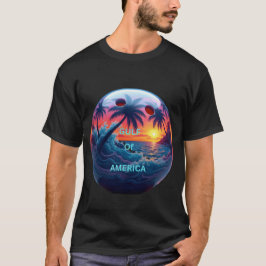 アメリカの湾がデザインされたボウリングボール Tシャツ