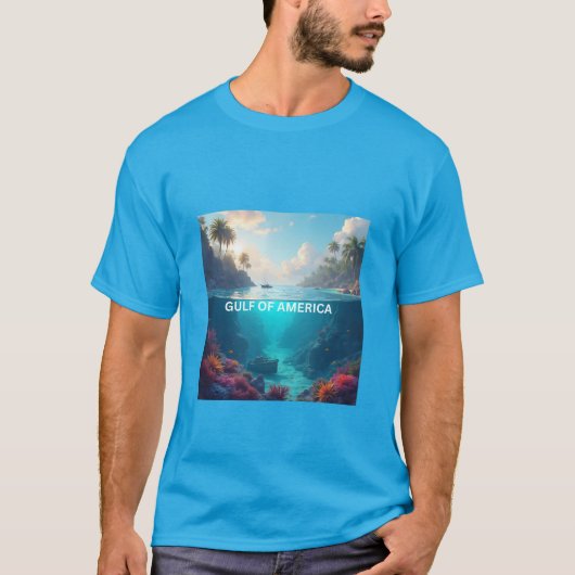 アメリカの湾の水中イメージ Tシャツ (正面)