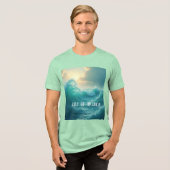 アメリカの湾の海洋の海の緑の波 トライブレンドTシャツ (正面全面)