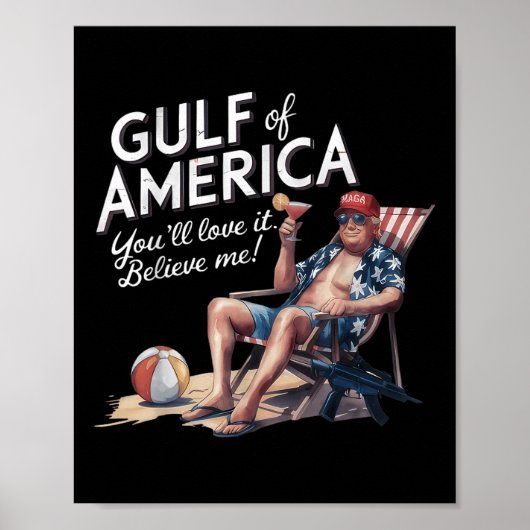 アメリカの湾岸 アメリカ おもしろ トランプ アメリカ ビーチ ポスター (正面)