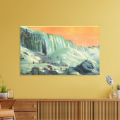 アメリカの滝で冬と夕日 キャンバスプリント (インサイチュ (リビング))