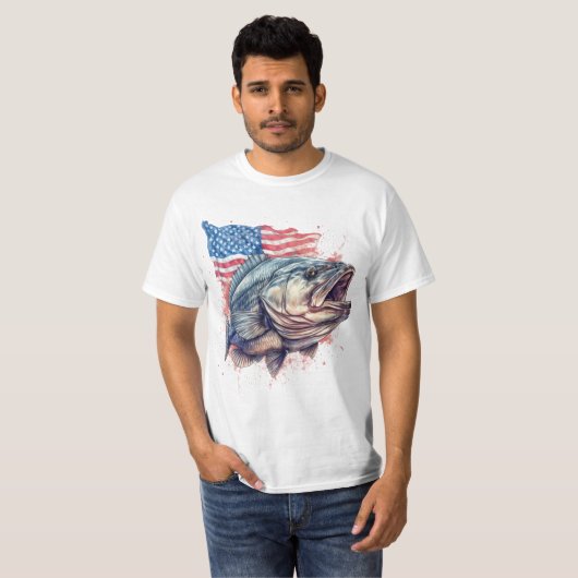 アメリカの漁師愛国心のあるTシャツ Tシャツ (正面フル)
