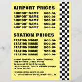 アメリカの漫画のスタイル、黄色いタクシーと価格表 チラシ (裏面)