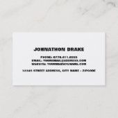 アメリカの漫画スタイルイエロータクシーキャブとストリップ 名刺 (裏面)