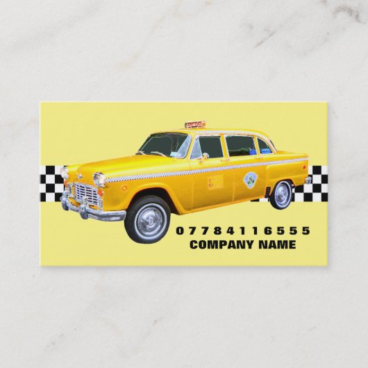アメリカの漫画スタイルイエロータクシーキャブとストリップ 名刺 (正面)