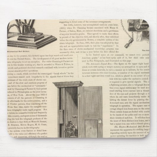 アメリカの火災報知機と警察電信 マウスパッド (正面)