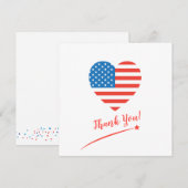 アメリカの独立記念日 ハッピーフォースオブジュライ アメリカ USA フラッグ ハート 愛国心 サンキューカード (正面/裏面)