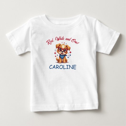 アメリカの独立記念日 ファーストバースデー 赤ちゃん & 幼児 ベビーTシャツ (正面)