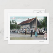 アメリカの独立記念日（4th of July）における鉄道駅の外観 ポストカード (正面/裏面)