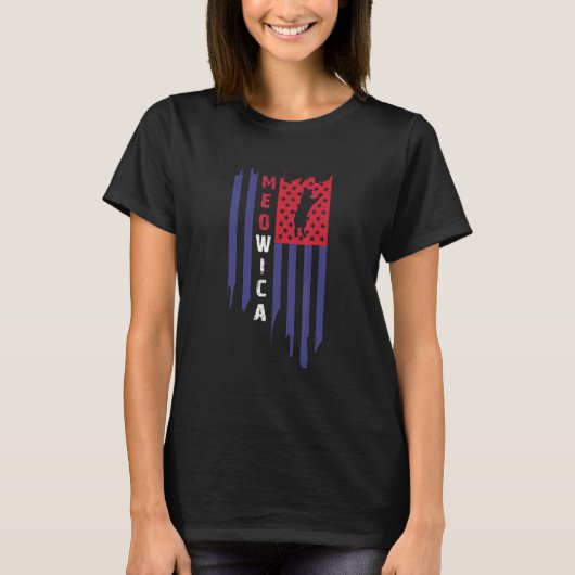 アメリカの猫の独立記念日 メメリカ男子 Tシャツ (正面)