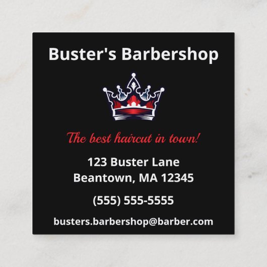 アメリカの理容師ポールのパーソナライズ スクエア名刺 (裏面)