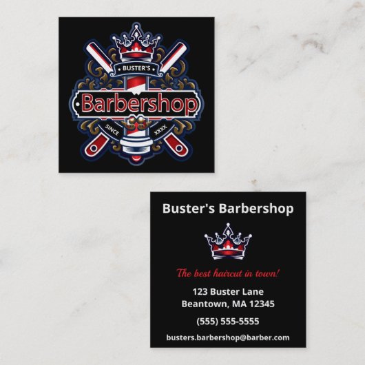 アメリカの理容師ポールのパーソナライズ スクエア名刺 (正面/裏面)