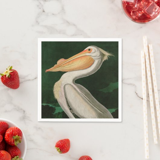 アメリカの白いペリカンバードオブアメリカオードボン スタンダードカクテルナプキン (インサイチュ)