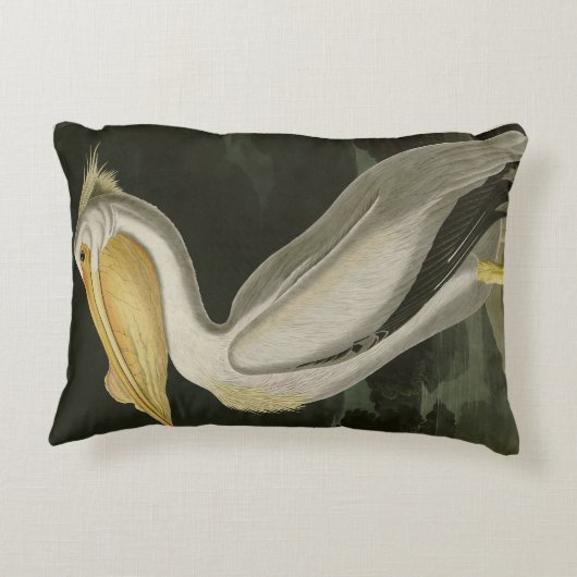 アメリカの白いペリカン、オードボンの鳥たち アクセントクッション (裏面)