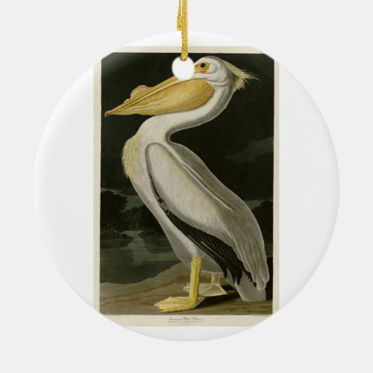 アメリカの白いペリカン、オードボンの鳥たち セラミックオーナメント (裏面)