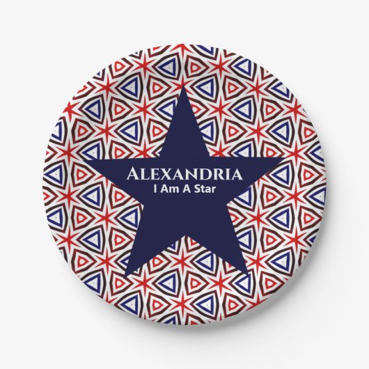 アメリカの白い青い愛国心のパタモダンーン ペーパープレート (正面)