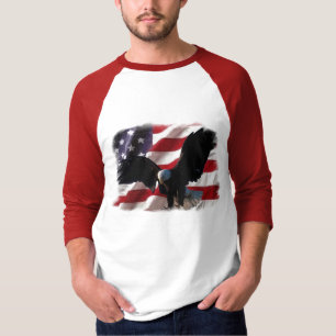アメリカの白頭鷲が付いている米国旗 Tシャツ