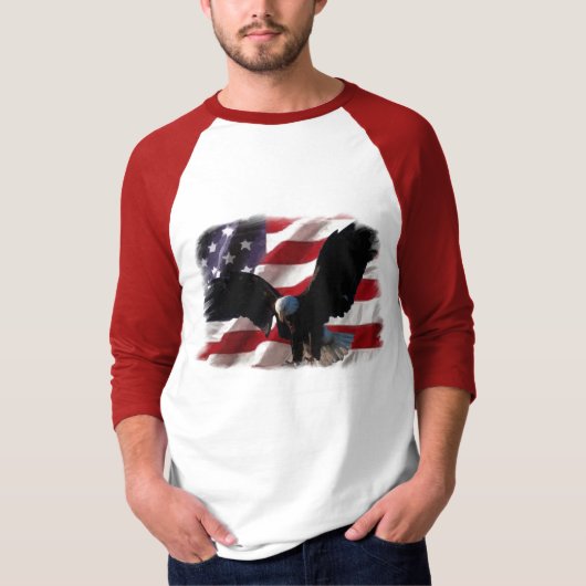 アメリカの白頭鷲が付いている米国旗 Tシャツ (正面)