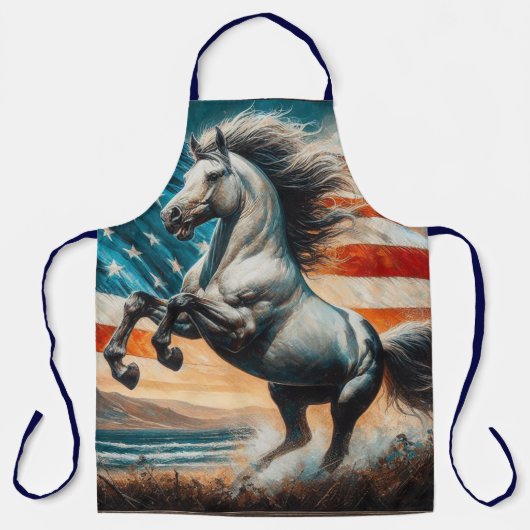アメリカの白馬の牧歌的な風景 エプロン (正面)