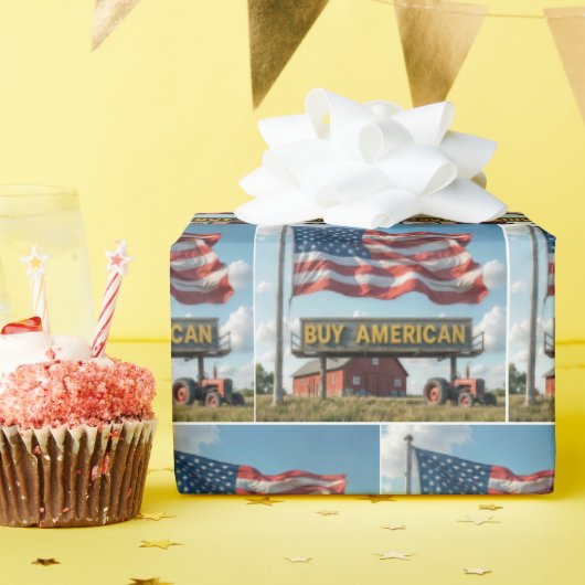 アメリカの看板を買おう：納屋とトラクター ラッピングペーパー (誕生日パーティー)