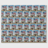 アメリカの看板（トラクターと納屋） ラッピングペーパー (フラット)