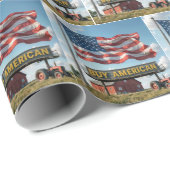 アメリカの看板（トラクターと納屋） ラッピングペーパー (ロールコーナー)