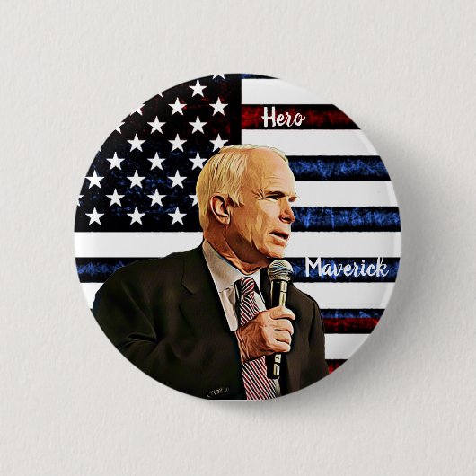 アメリカの真の英雄ジョン・マケイン追悼 缶バッジ (正面)