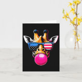 アメリカの眼鏡をかけたキリンとバブルガムの4th Of July カード (黄色い花)