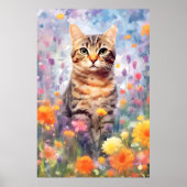 アメリカの硬い毛猫カラフル水彩画 ポスター (正面)